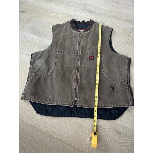 Vtg 90s Tough Duck Quilted Canvas Brown Activewear Vest Men XL Made In Canada - Picture 4 of 13